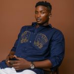 navy blue embroiderd semispread collar shirt